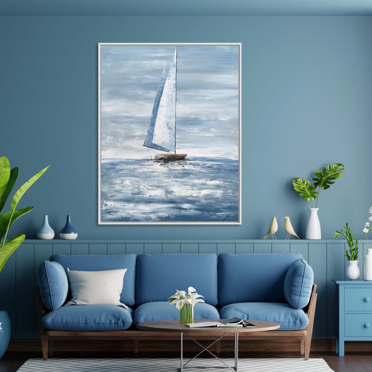Sailing Far Away – Nautical Sailboat Painting