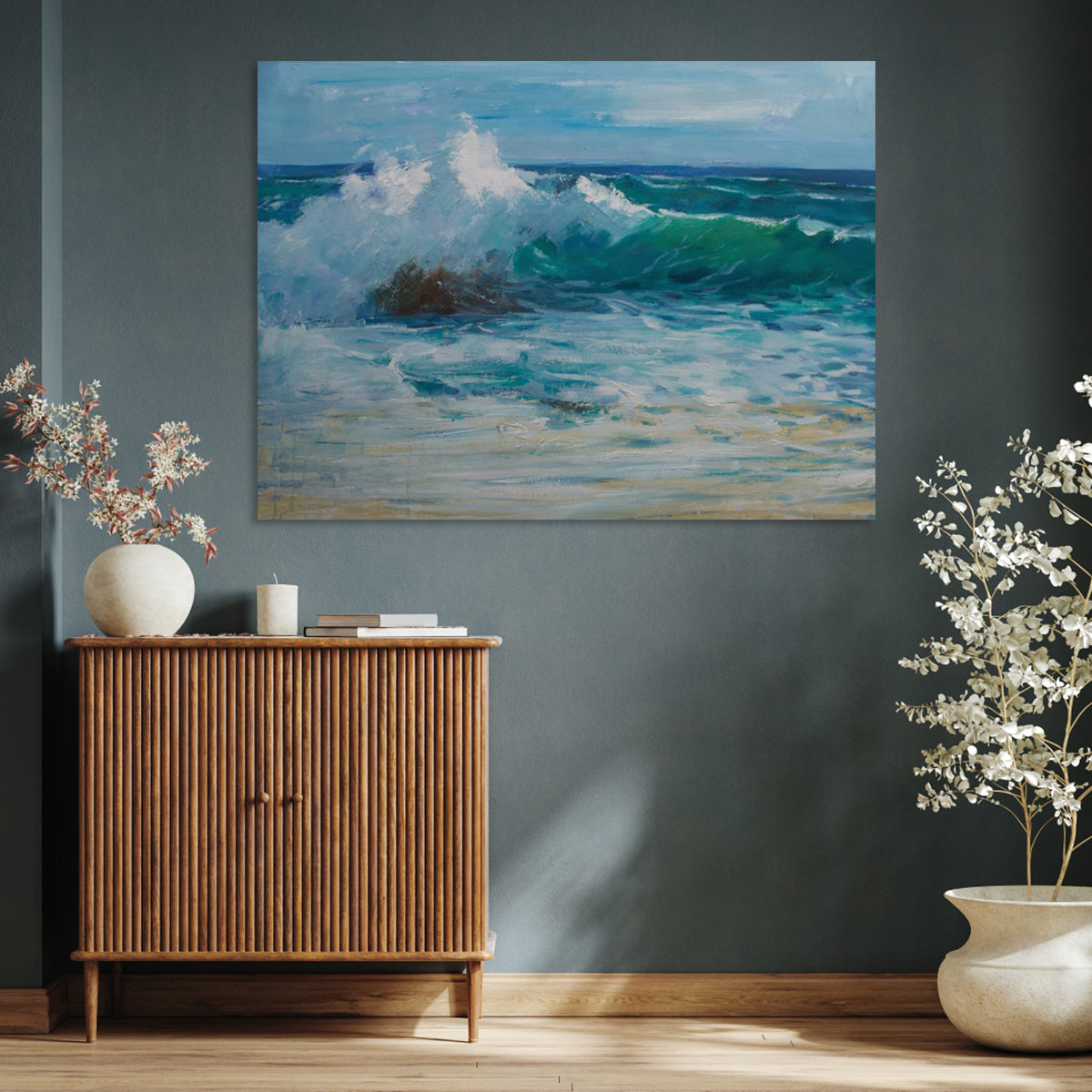 The Depth of Complexity modern art canvas prints with crashing ocean wave painting