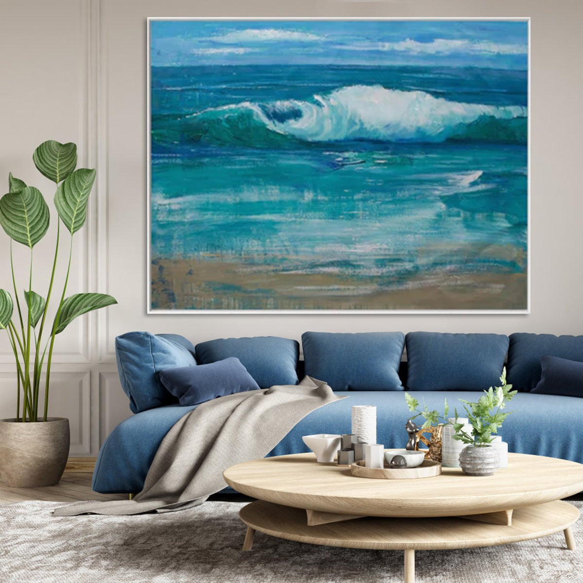 The Enigma of Existence coastal wall decor with abstract ocean wave painting