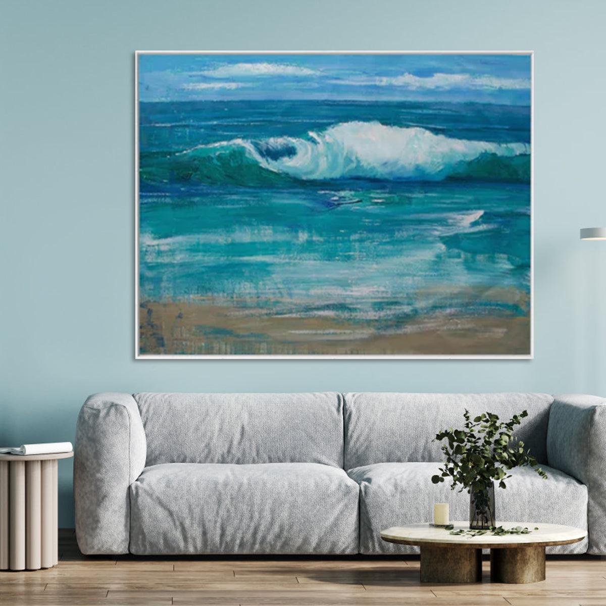 The Enigma of Existence coastal wall decor with abstract ocean wave painting