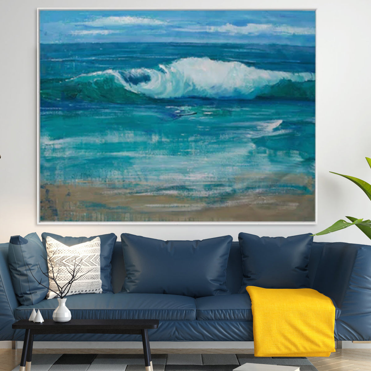 The Enigma of Existence coastal wall decor with abstract ocean wave painting