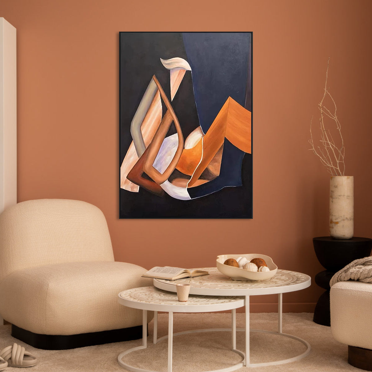 The Silence Self – modern wall art for living room, abstract geometric painting