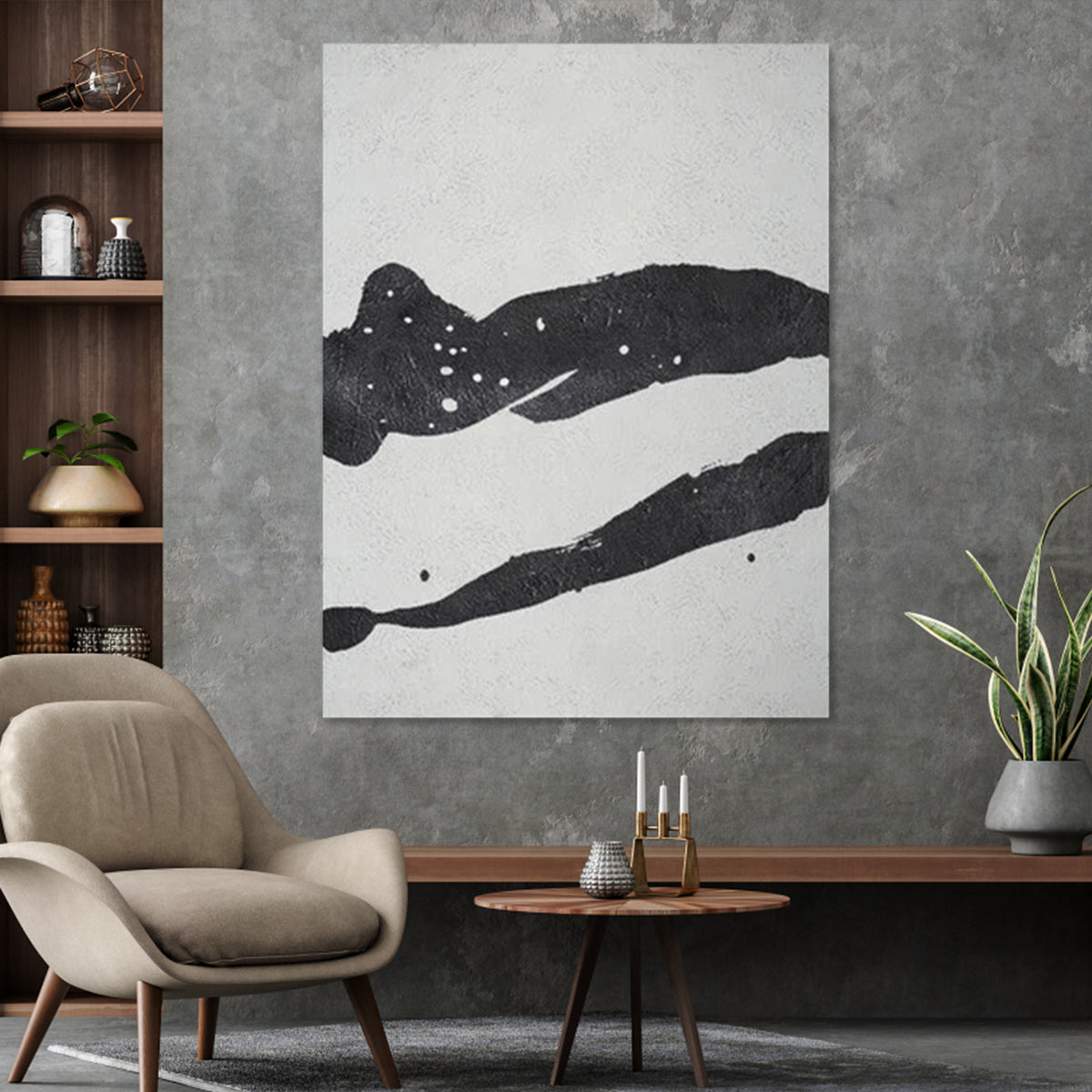 Versatility - Black and White Abstract Painting