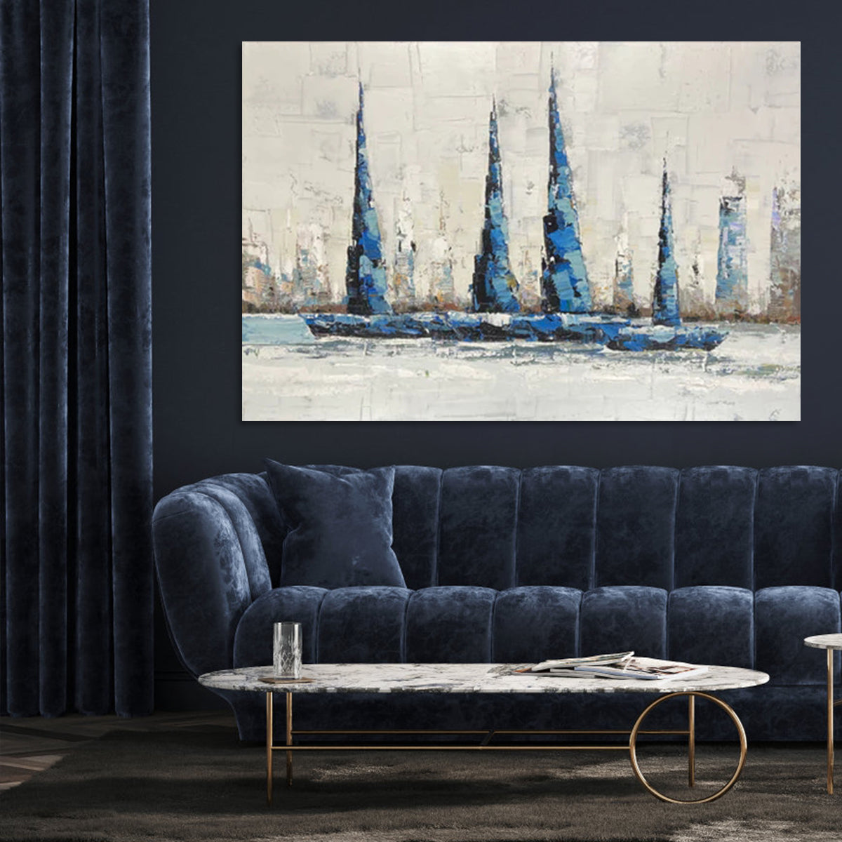 Voyage Canvas Abstract Sailing Boat Wall Art