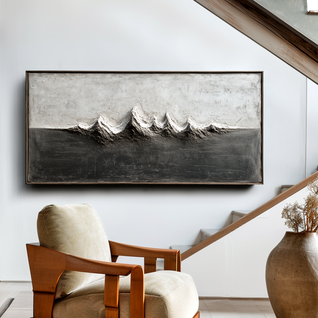 Minimalist Textured Mountain Wall Art – Abstract Horizon Peaks