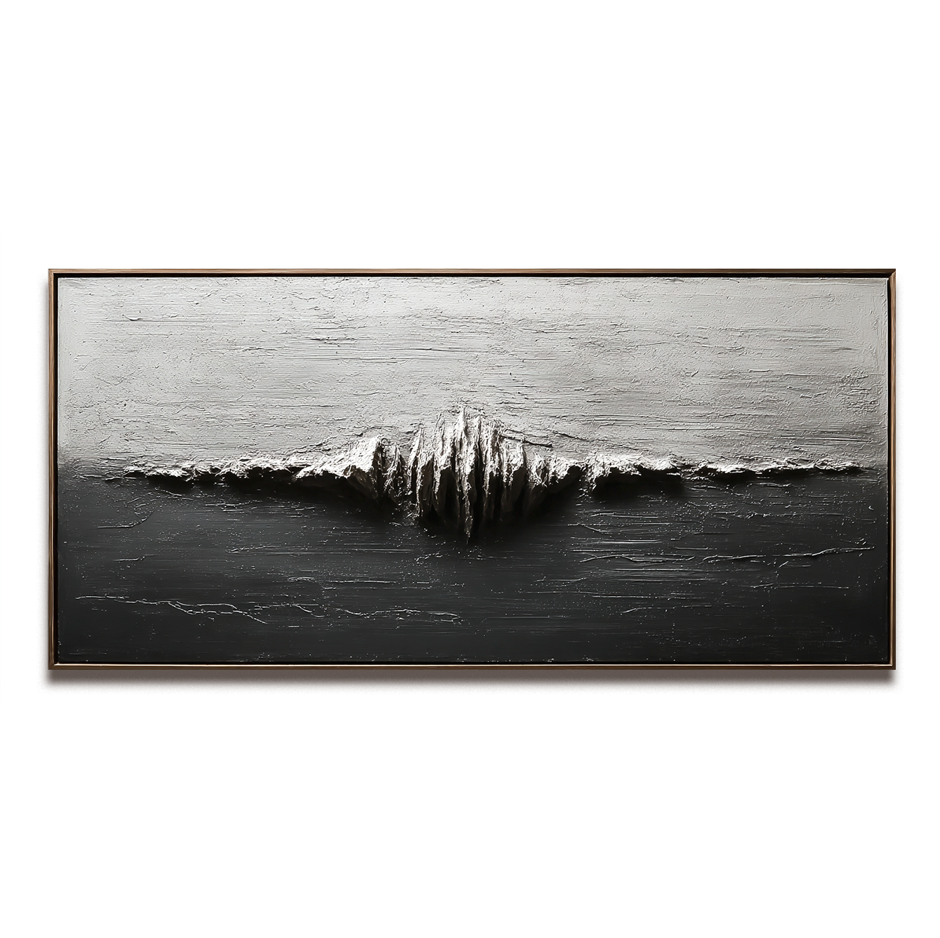 Textured Abstract Ocean Wave Wall Art – Monochrome Horizon Flow