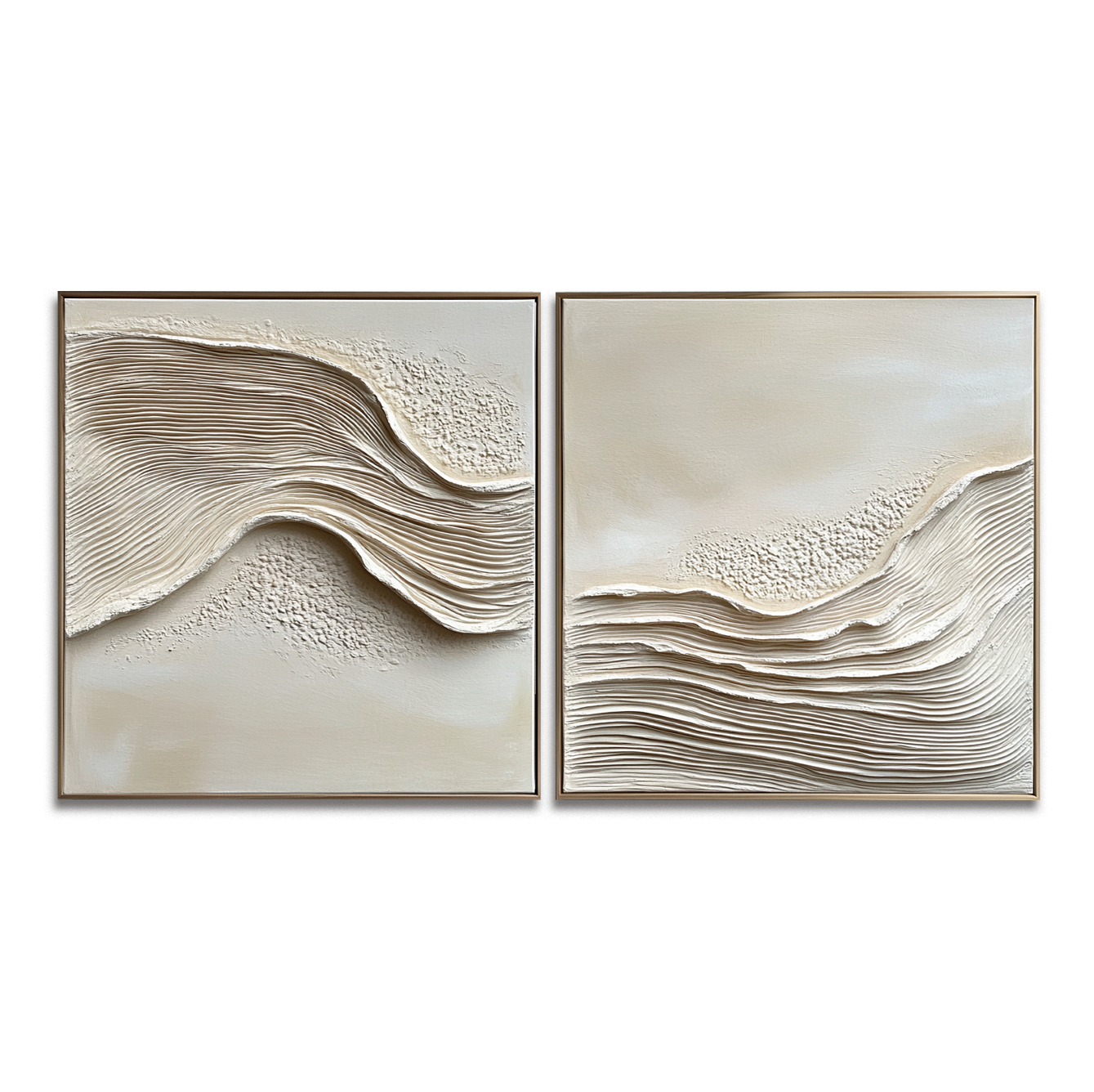 Whispering Sand Waves – Minimalist Textured Diptych Wall Art