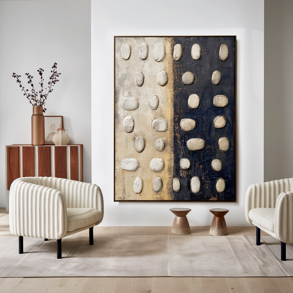 Abstract Textured Wall Art with Structured Balance and Modern Form