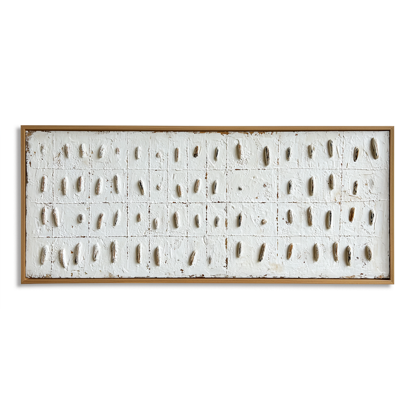 Large Minimalist Textured Abstract Wall Art – Neutral Grid Canvas Modern Sculptural Decor