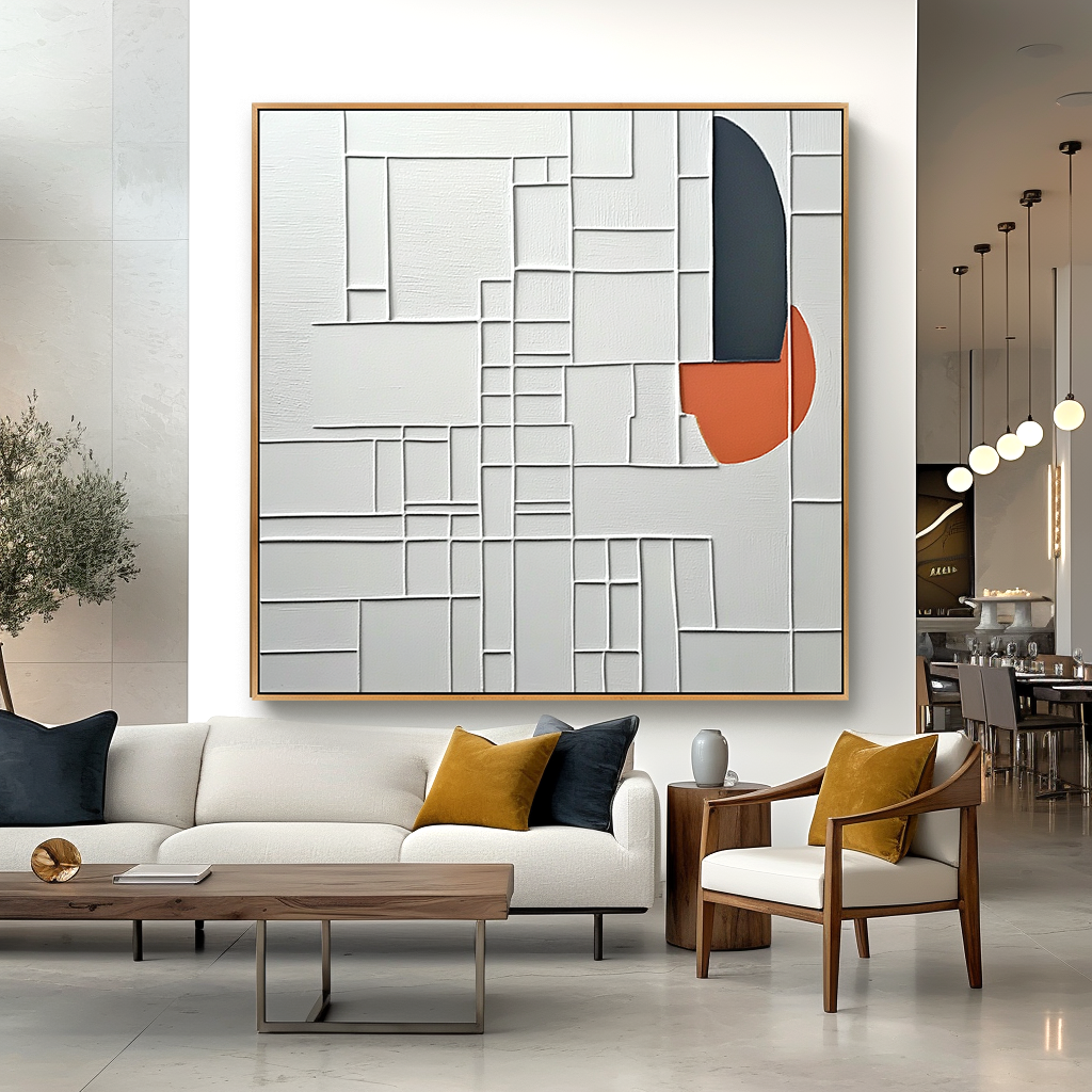 Minimalist Geometric Textured Wall Art with Architectural Balance