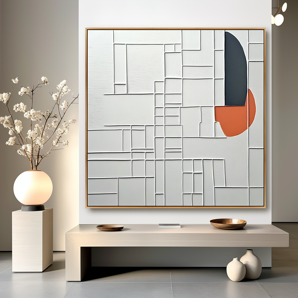 Minimalist Geometric Textured Wall Art with Architectural Balance