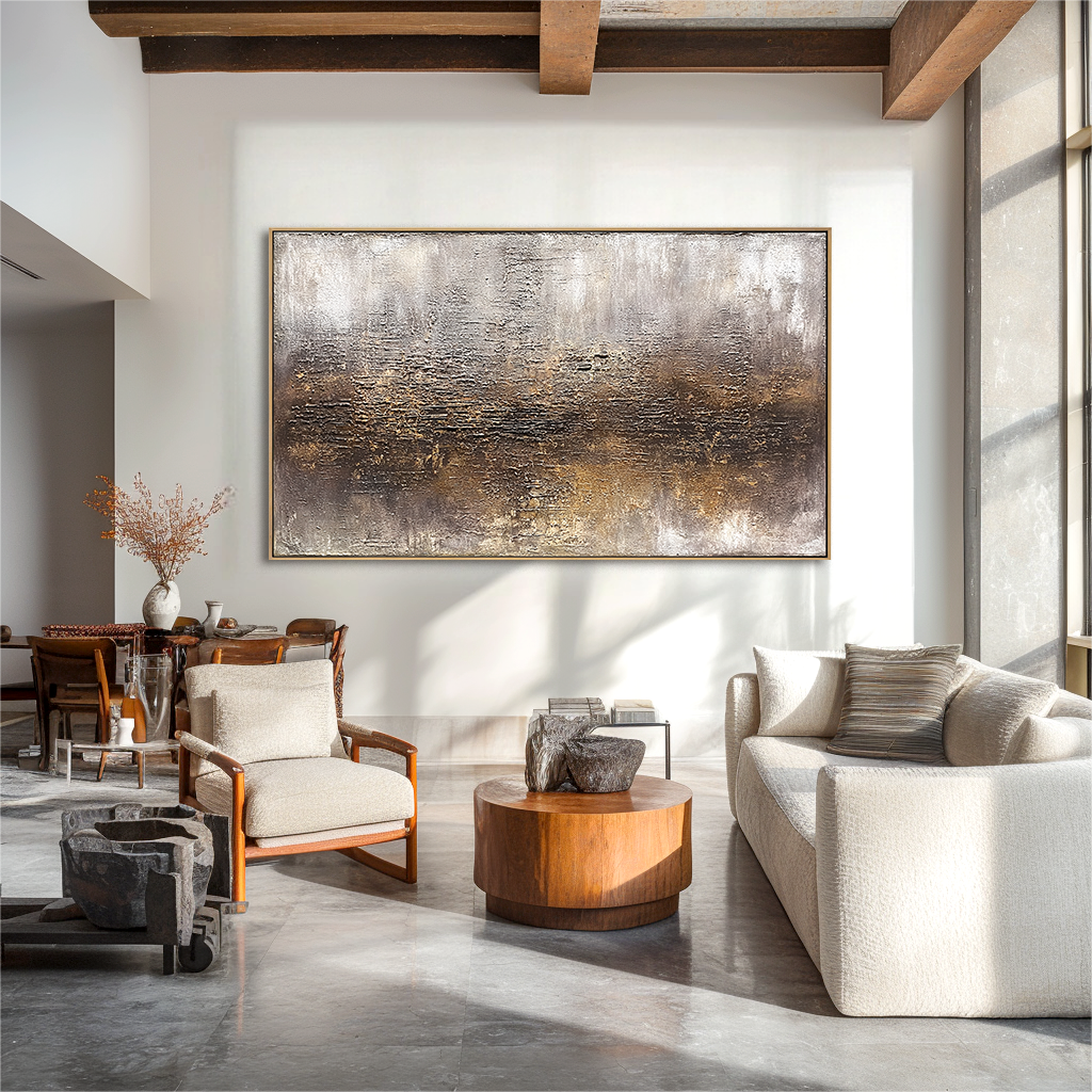 Abstract textured landscape with gold and brown tones