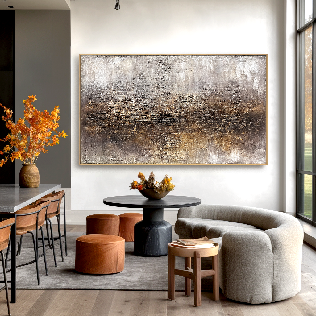 Abstract textured landscape with gold and brown tones