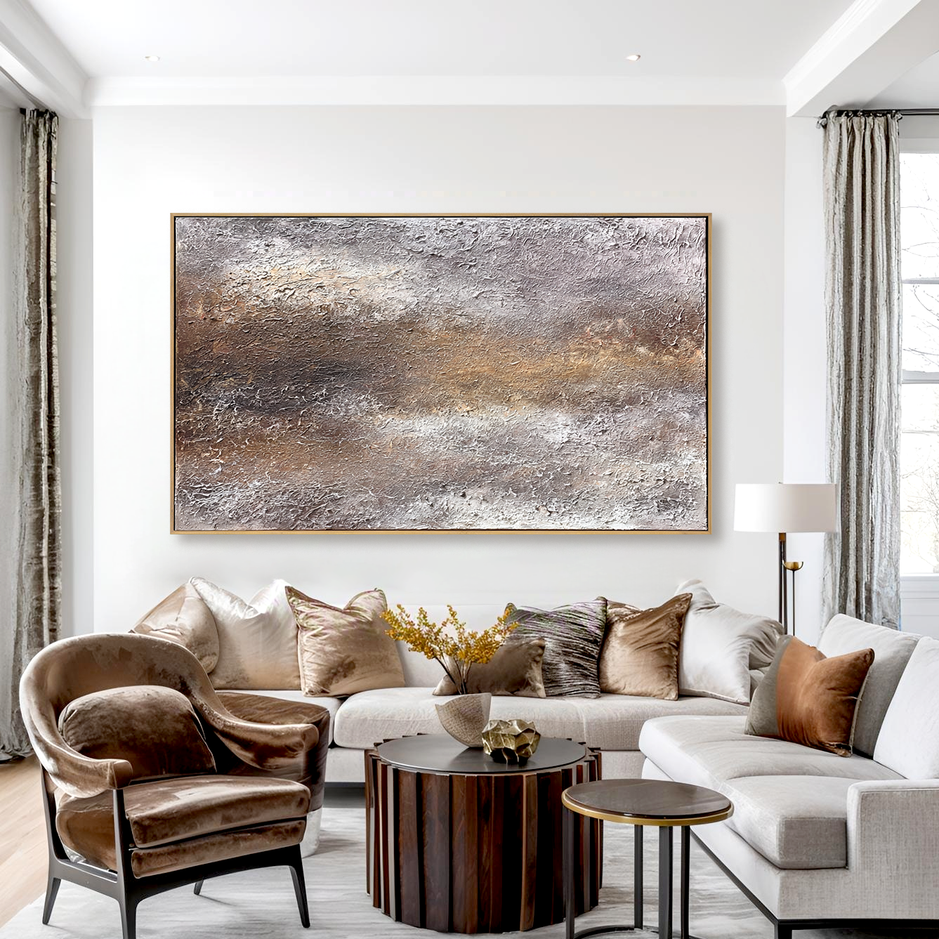Ethereal Horizon - Abstract Metallic Textured Landscape