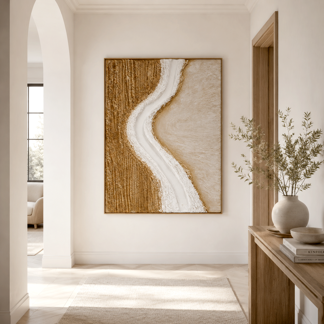 Neutral textured abstract wall art with minimalist design