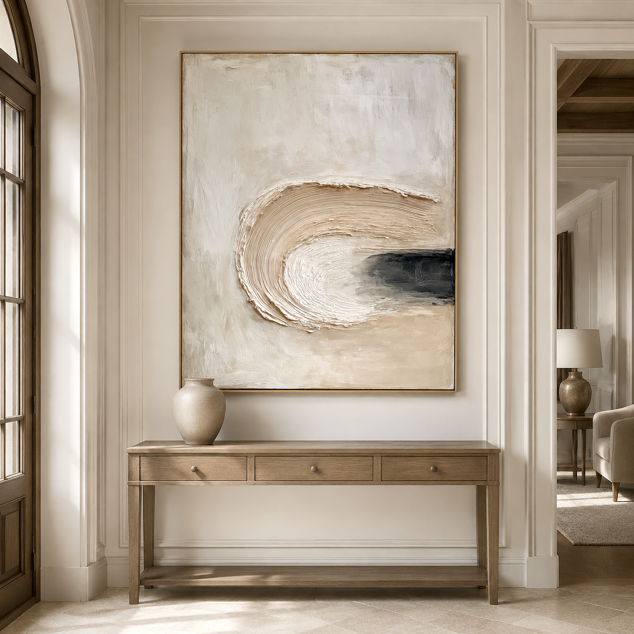 Neutral Abstract Brushstroke - Hand-Painted Textured Wall Art