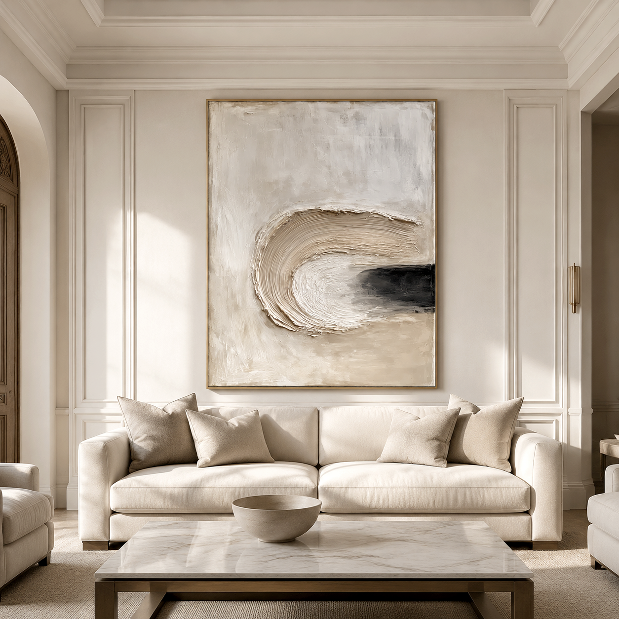 Neutral Abstract Brushstroke - Hand-Painted Textured Wall Art