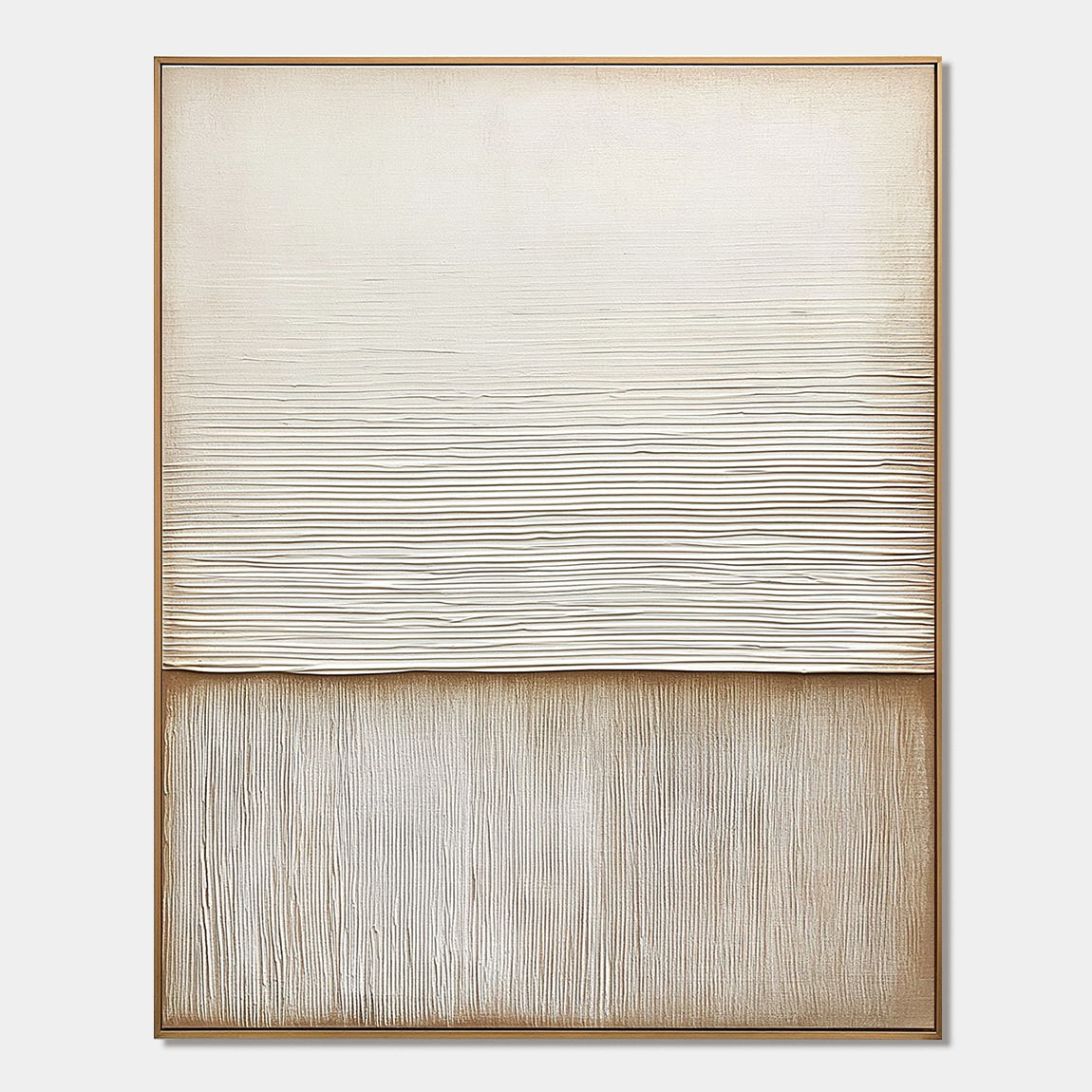 Minimalist textured wall art with cream and beige vertical and horizontal textures