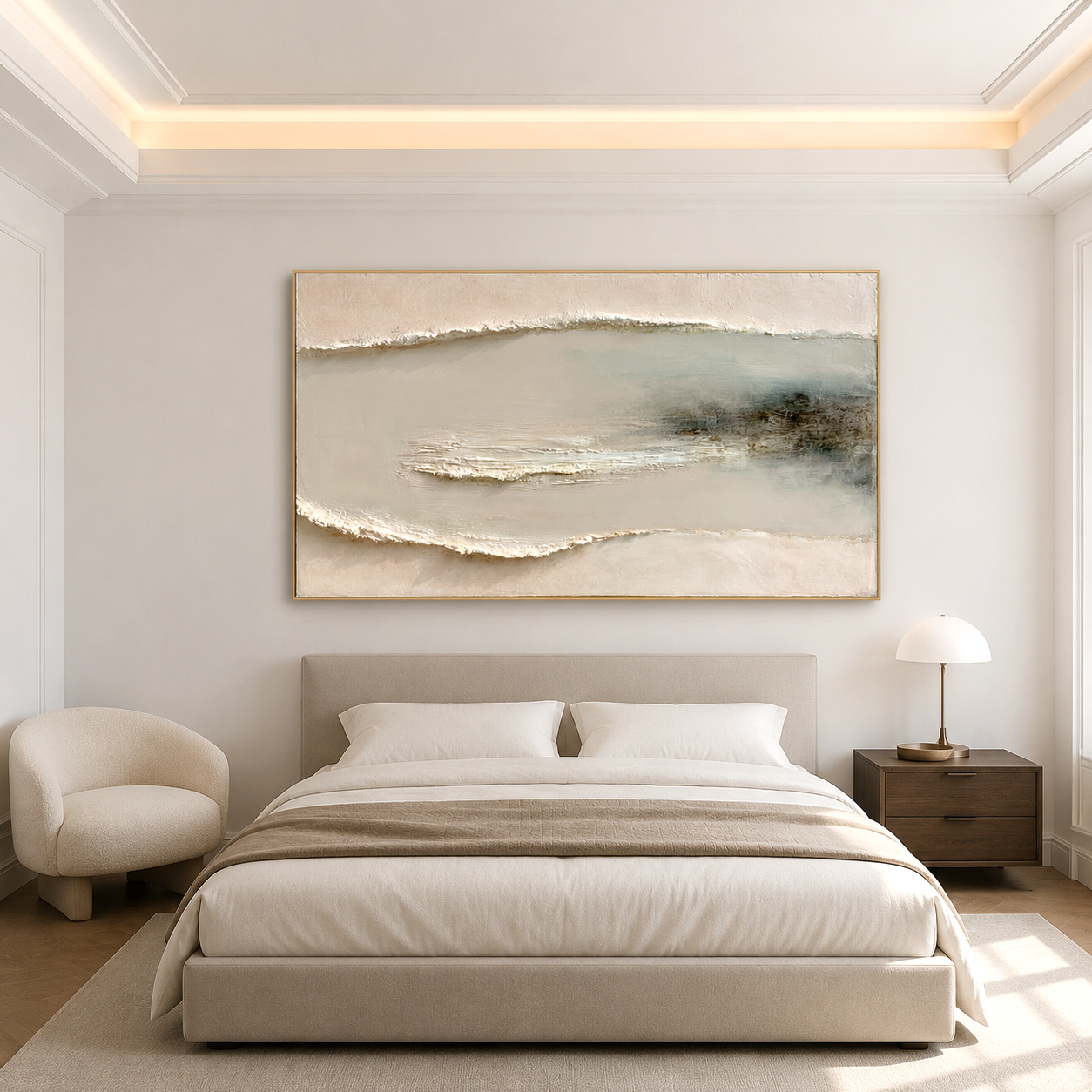 Serene Horizon textured abstract wall art in neutral tones