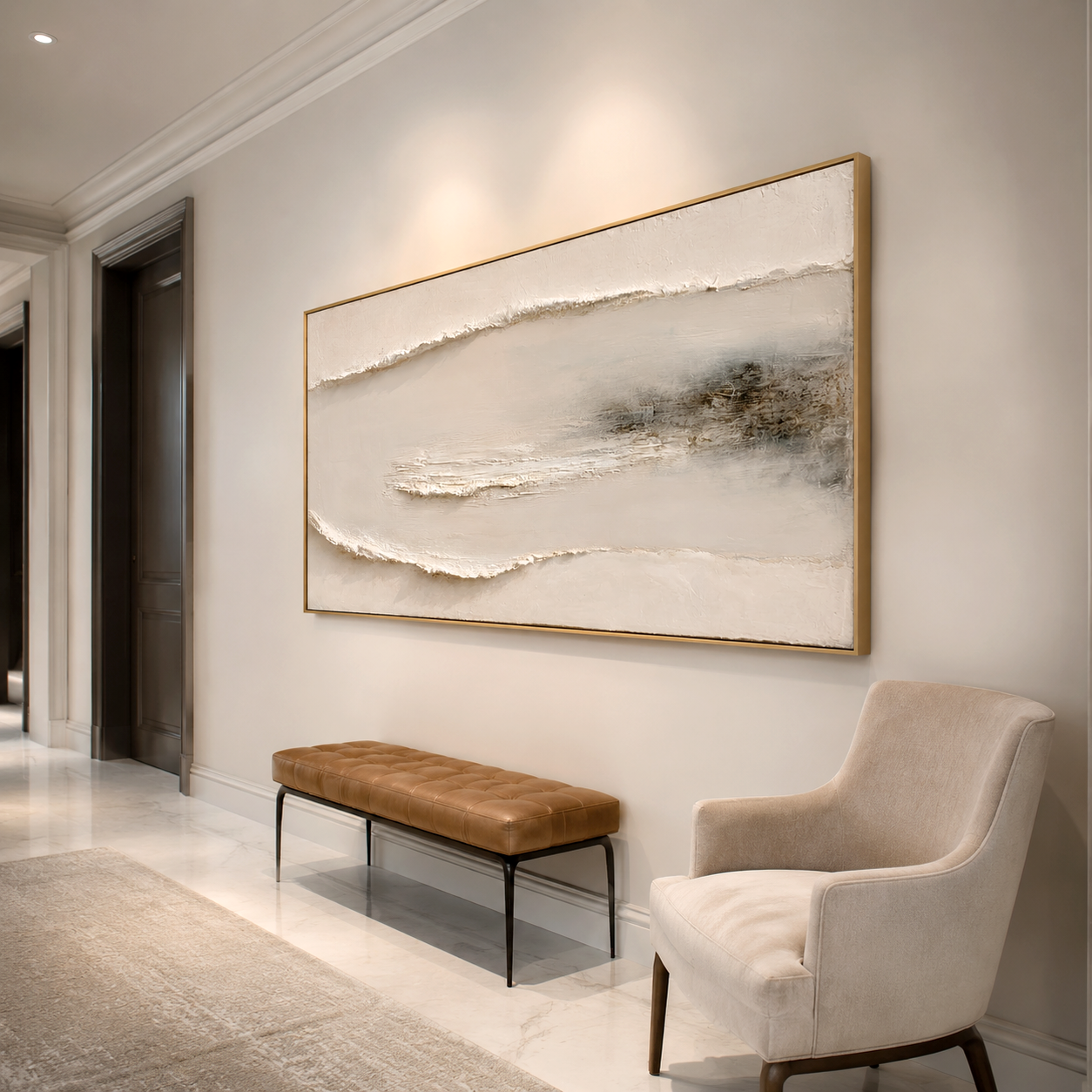 Serene Horizon textured abstract wall art in neutral tones