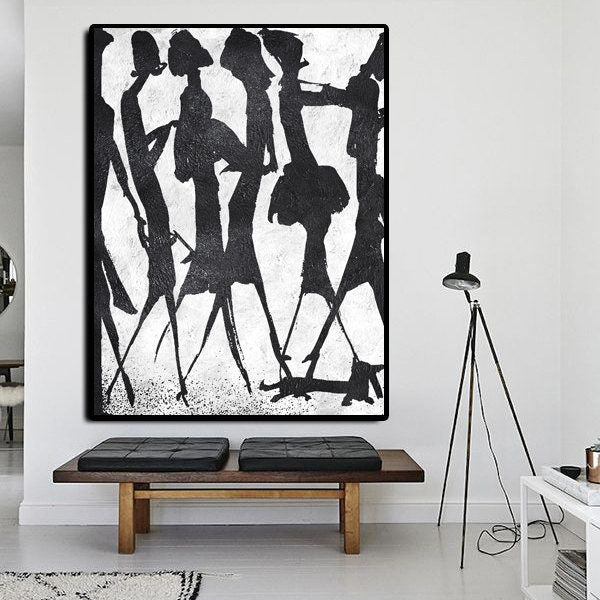 The Elites black and white abstract wall art with elegant silhouettes