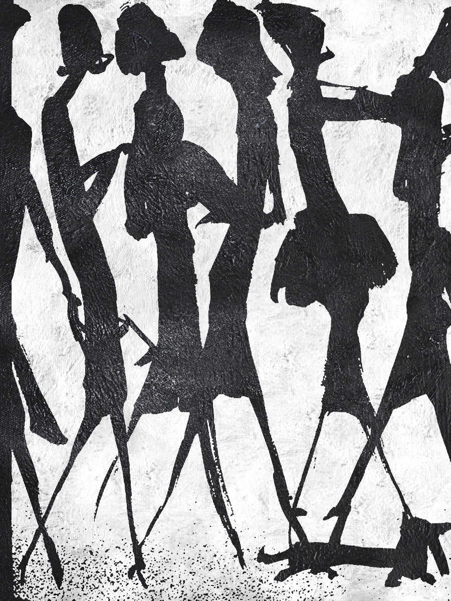 The Elites black and white abstract wall art with elegant silhouettes