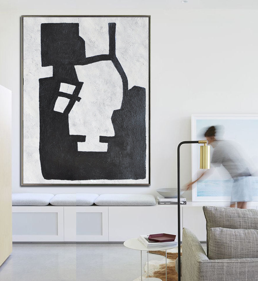 black and white abstract art modern painting The Moment