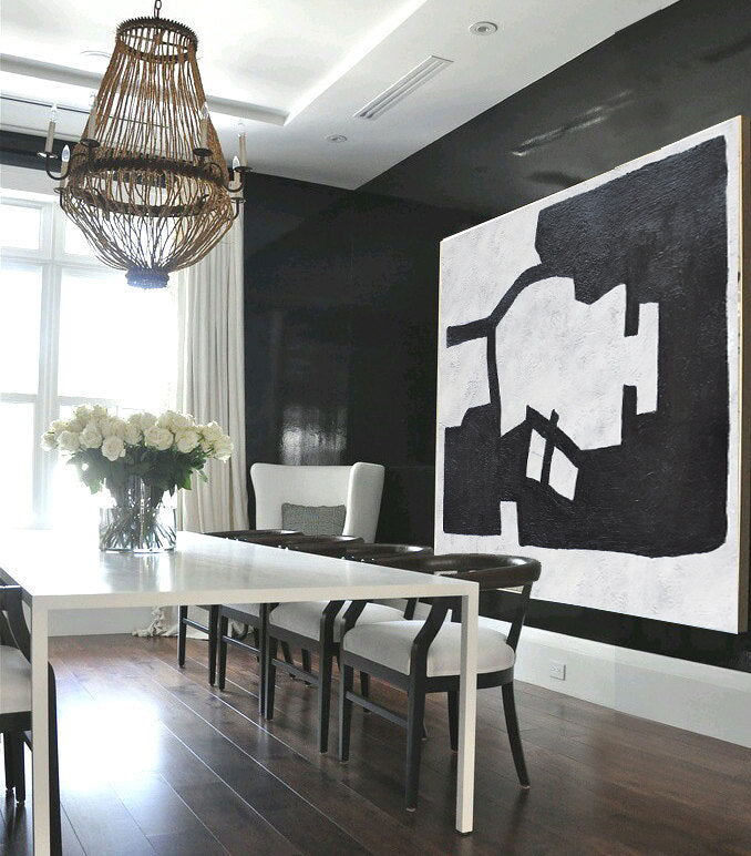 black and white abstract art modern painting The Moment