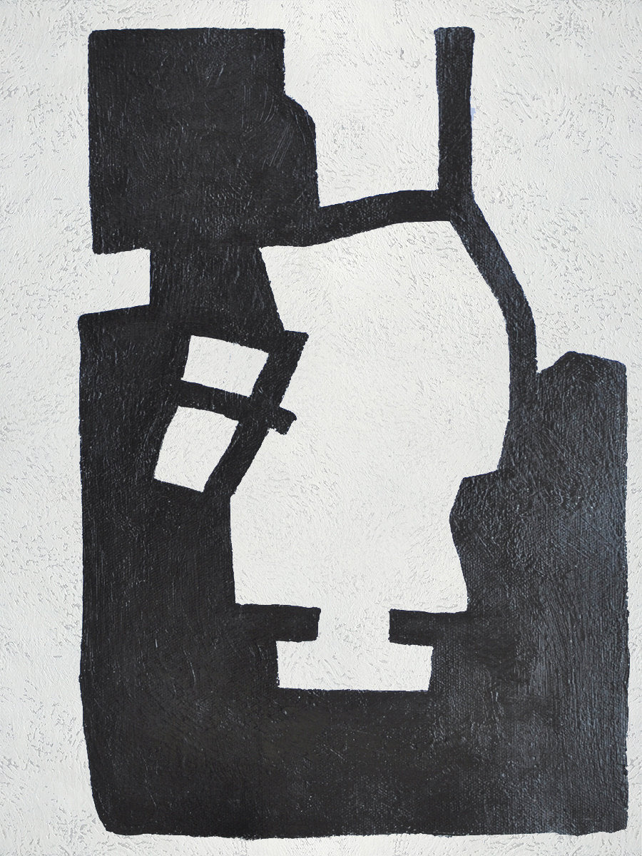 black and white abstract art modern painting The Moment