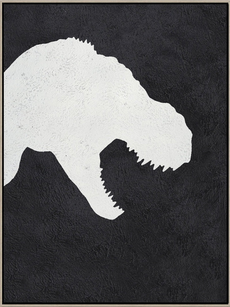 Dinosaur wall art black and white abstract painting
