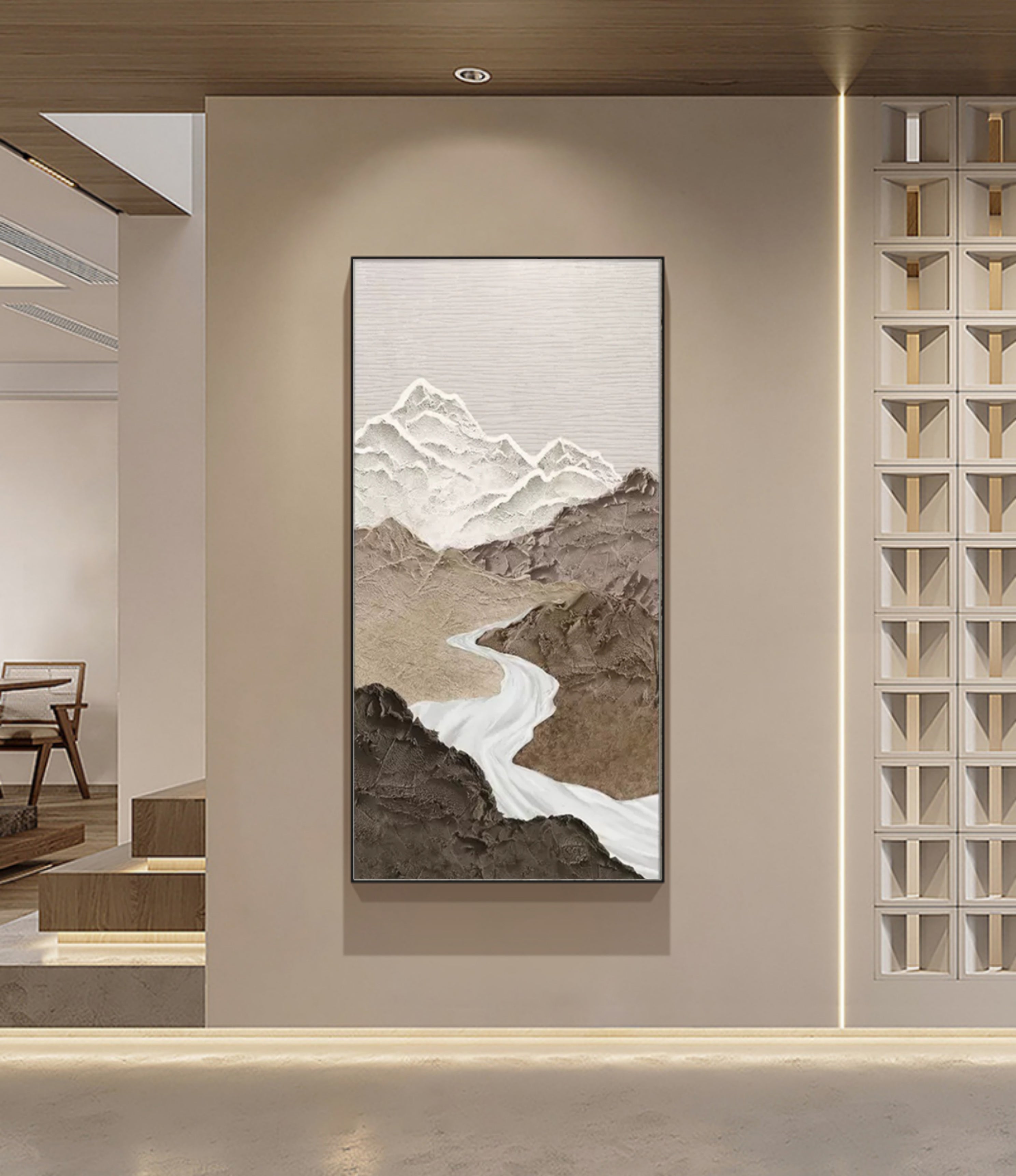 Abstract Mountain Wall – Abstract Mountain Textured Wall Art