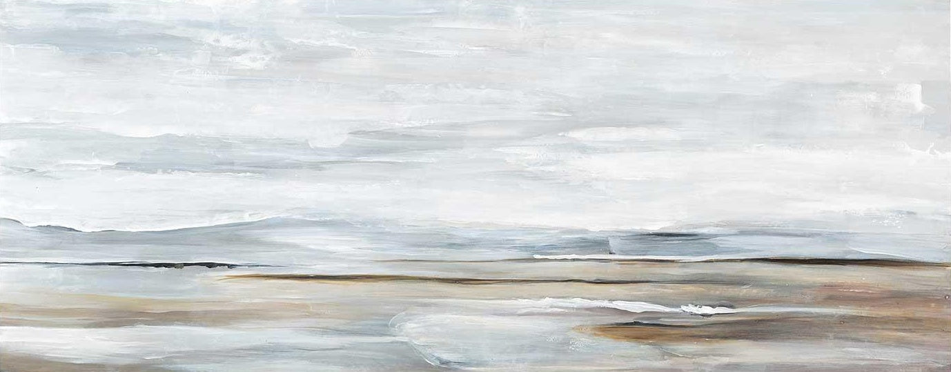 Large coastal wall art with soft waves and neutral tones, perfect for modern home decor.