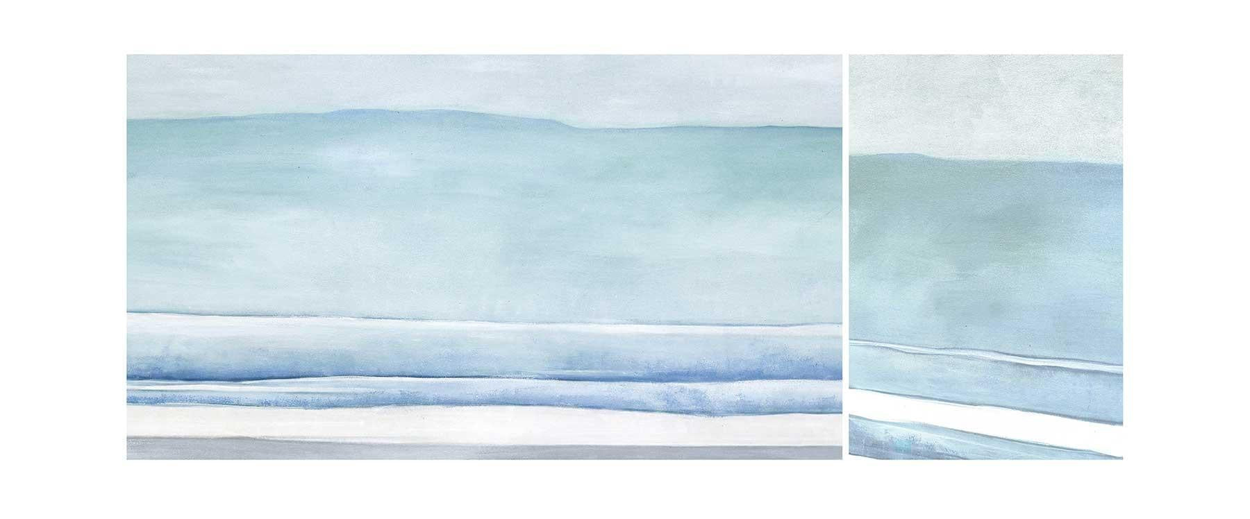 Abstract ocean wall art with soft blue tones, perfect for modern home decor.