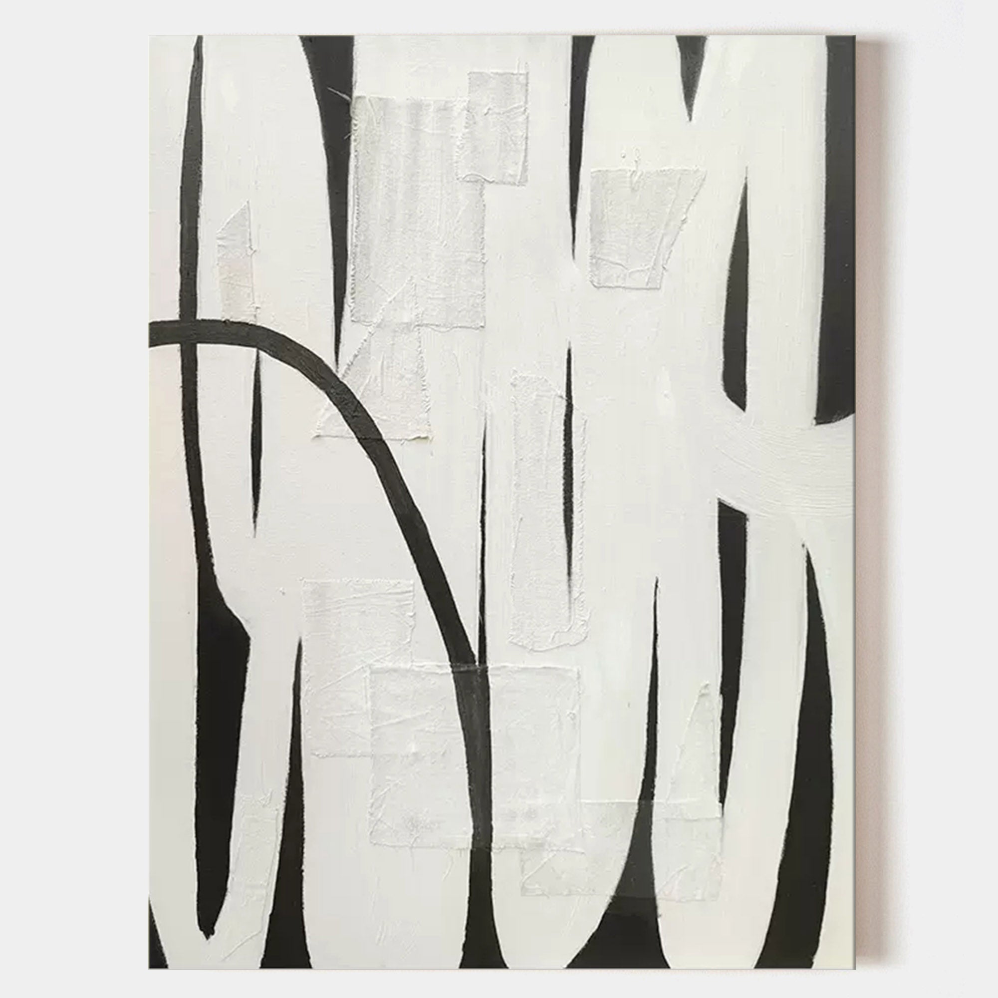 Monochrome Elegance – black and white wall art abstract with bold strokes