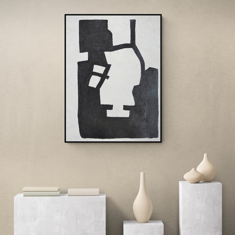black and white abstract art modern painting The Moment
