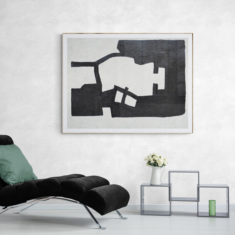 black and white abstract art modern painting The Moment