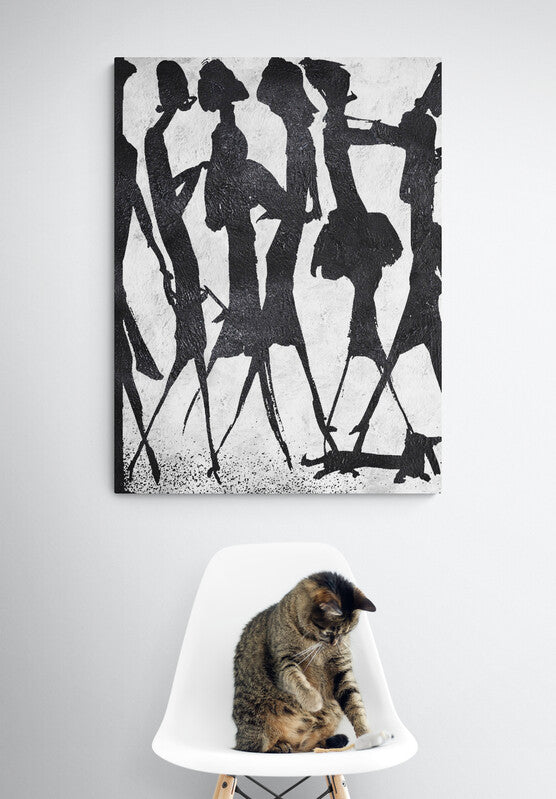 The Elites black and white abstract wall art with elegant silhouettes