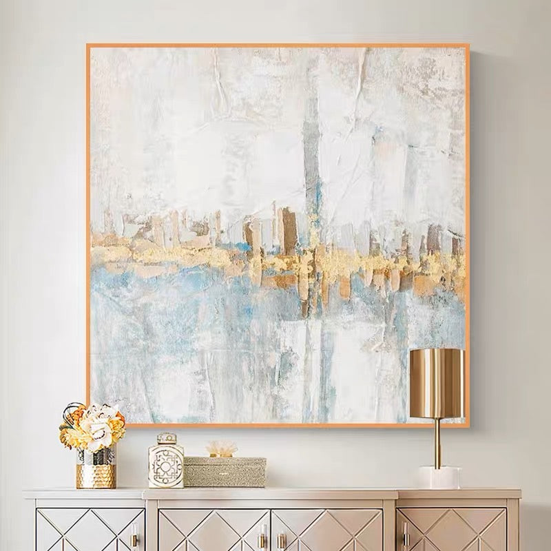 Modern textured wall art with gold and blue abstract design – Diamonds