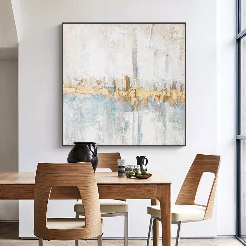 Modern textured wall art with gold and blue abstract design – Diamonds