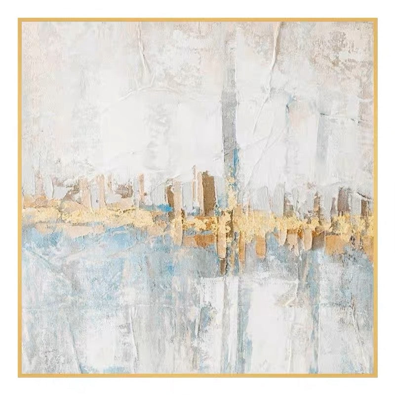 Modern textured wall art with gold and blue abstract design – Diamonds