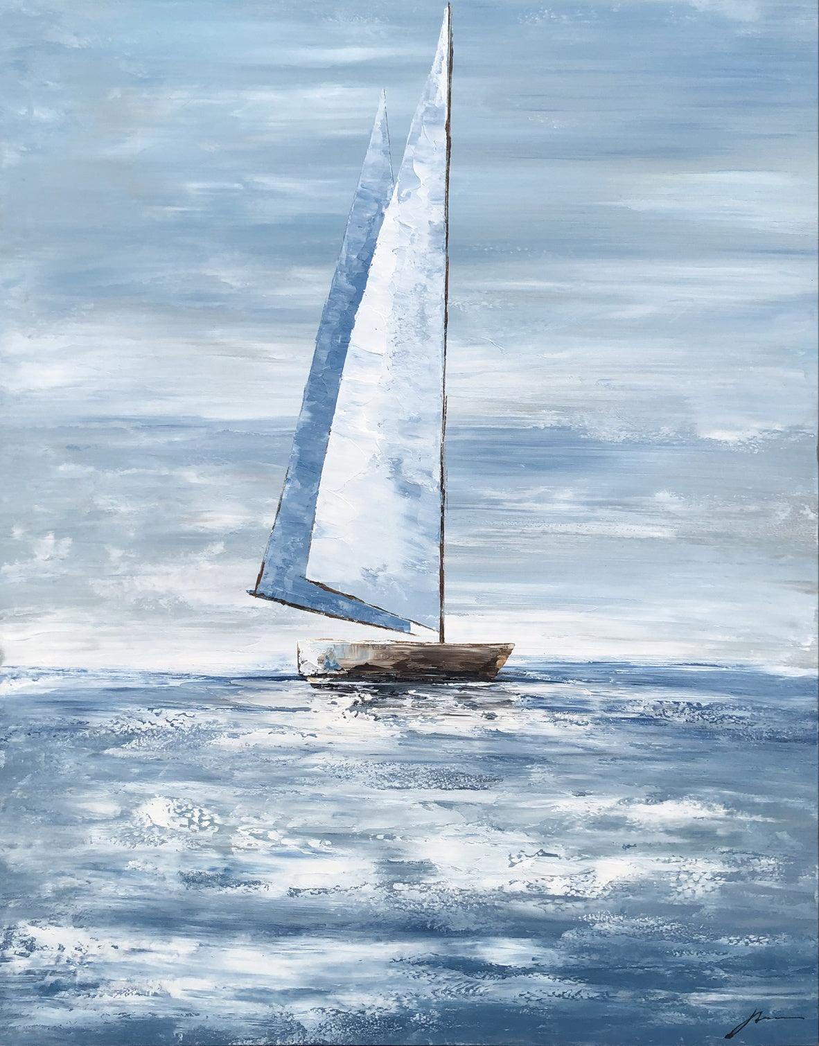 Sailing Far Away – Nautical Sailboat Painting