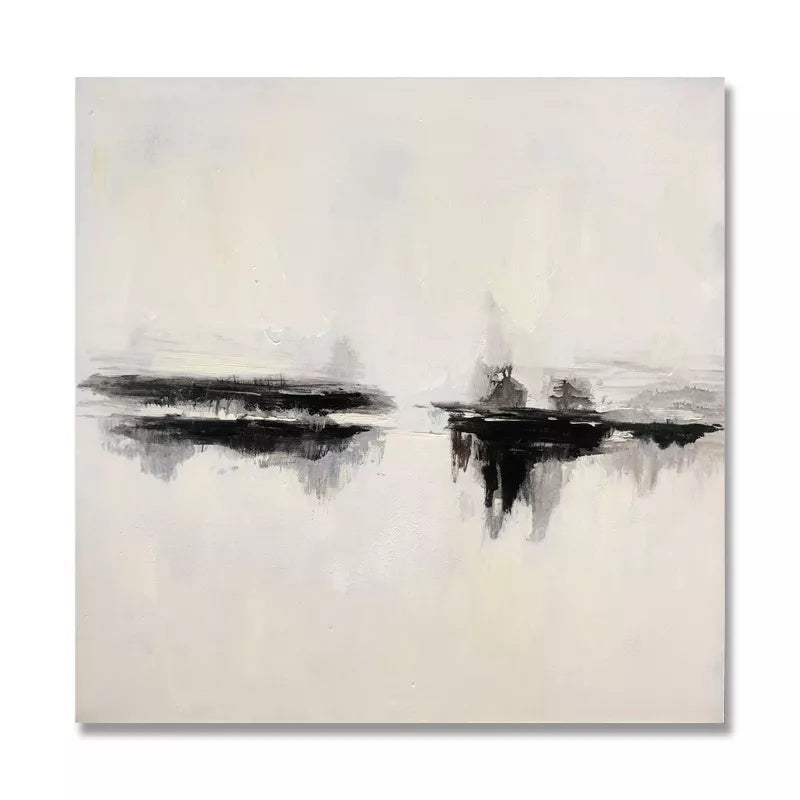 Whispers of Serenity black and white wall art minimalist abstract oil painting
