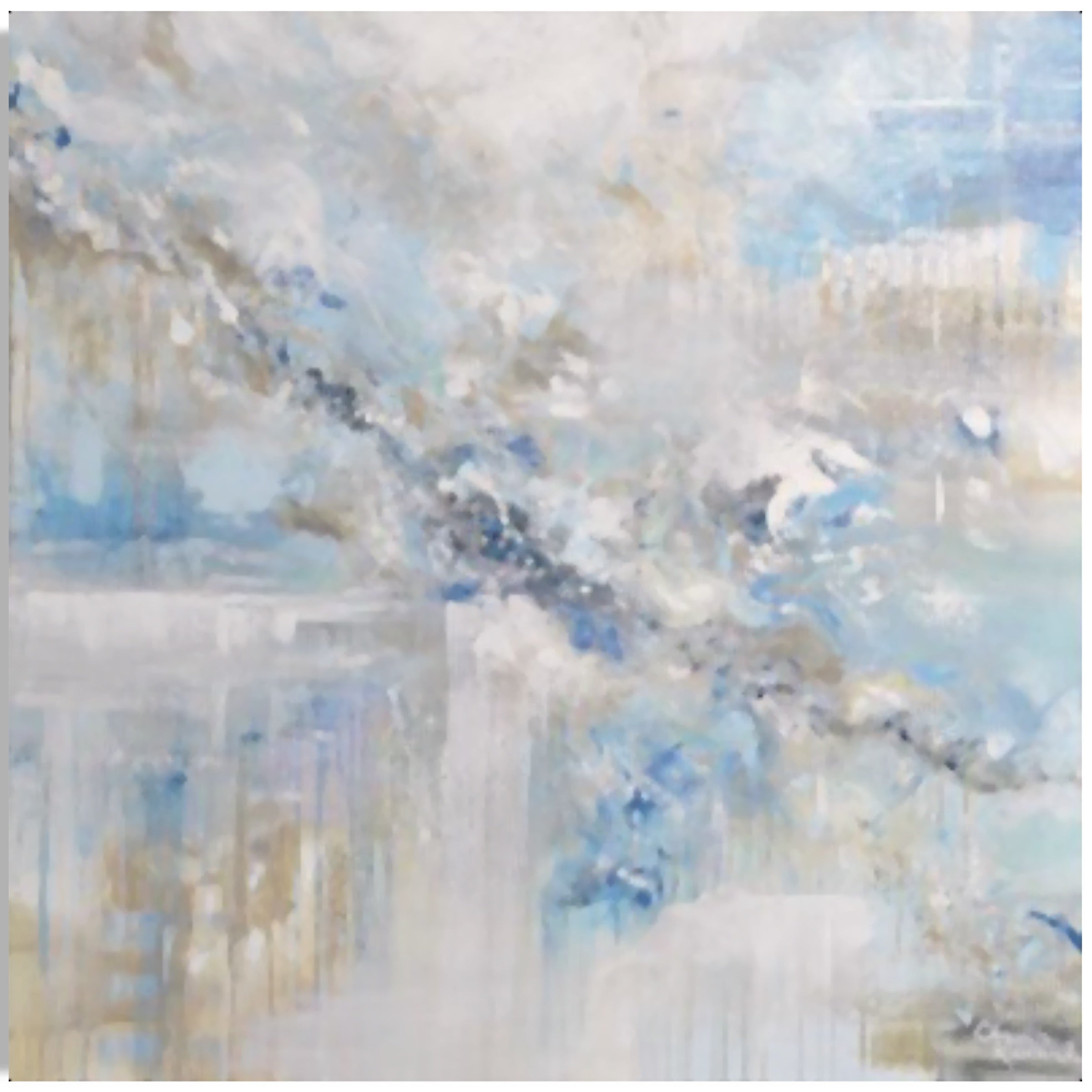 Galaxy – blue wall art abstract with textured brushstrokes and cosmic design