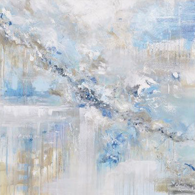 Galaxy – blue wall art abstract with textured brushstrokes and cosmic design