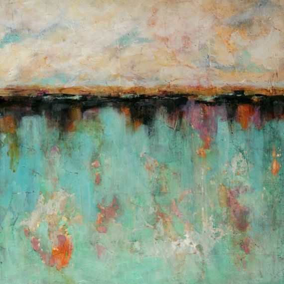 Turquoise abstract wall art featuring vibrant shades and textures