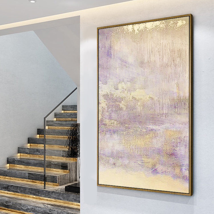 Bliss neutral abstract painting with soft beige and lavender tones