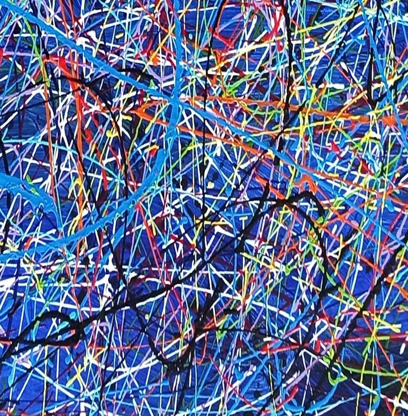 A Journey in Time – colorful abstract wall art with vibrant intersecting lines