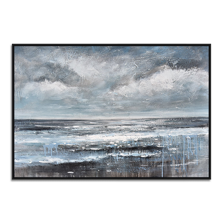 Storm's Grace large wall art for living room – abstract stormy sea oil painting
