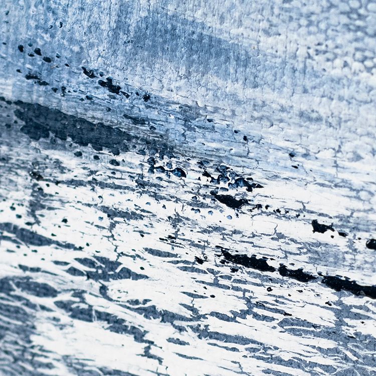 Tread Snow modern abstract wall art in blue and white with textured minimalist design