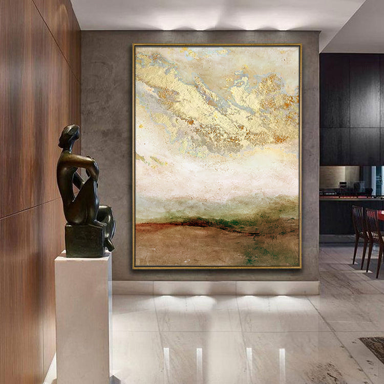 Sky Million Stars abstract gold wall art with textured sky and earthy tones